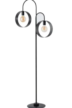 Große Stehlampe Metall Schwarz Ringe 164 cm stilvoll