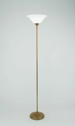 Großer Deckenfluter Glas Berliner Messing E27 174 cm