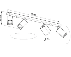 Großer Deckenstrahler Weiß 80 cm lang Metall FALERIA