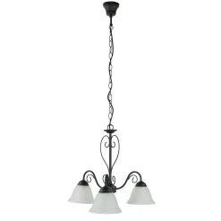 Höhenverstellbare Hängeleuchte mit Glasschirm rustikal in Weiß