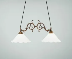 Hängelampe Berliner Messing Glas E27 77 cm 2-flammig