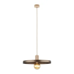 Hängelampe E27 Ø40 cm rund Sandgrau Braun Vintage