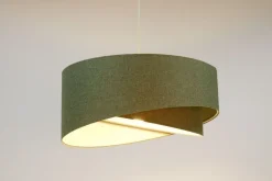 Hängelampe E27 rund D: 40 cm in Grün Stoff Modern