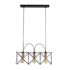 Hängelampe 3-flammig E27 in Schwarz Kupfer B: 55 cm