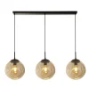 Hängelampe 3-flammig E27 Schwarz Champagner Kugelschirm