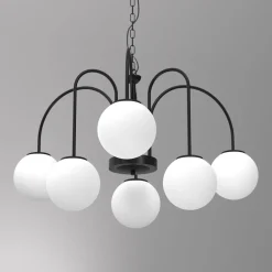 Hängelampe 6-flammig Glas Metall Ø65 cm E14 gemütlich