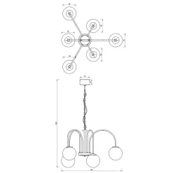 Hängelampe 6-flammig Glas Metall Ø65 cm E14 gemütlich