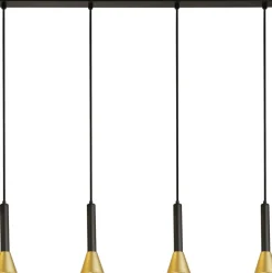 Hängelampe 4-flammig in Schwarz Gold GU10 Metall Retro
