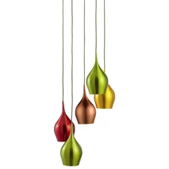 Hängelampe Glas Ø 30 cm H: max. 1,6 m 5-flammig E14 Bunt