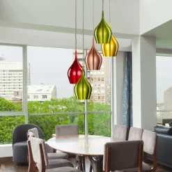 Hängelampe Glas Ø 30 cm H: max. 1,6 m 5-flammig E14 Bunt