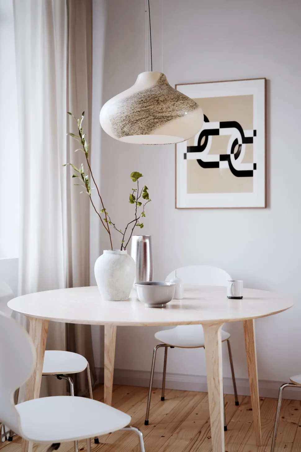 Hängelampe Glas B: 44,5 cm H: max. 140 cm E27 Braun marmoriert