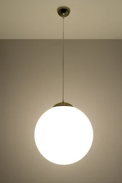 Hängelampe Glas Kugelschirm Ø 40 cm Weiß Gold E27