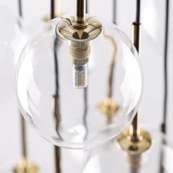 Hängelampe Glas Metall Ø 52 cm H: max. 145 cm in Schwarz Gold