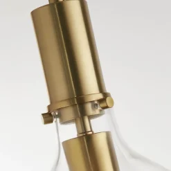 Hängelampe Glas Metall Ø 25 cm in Messing Klar E27 Vintage