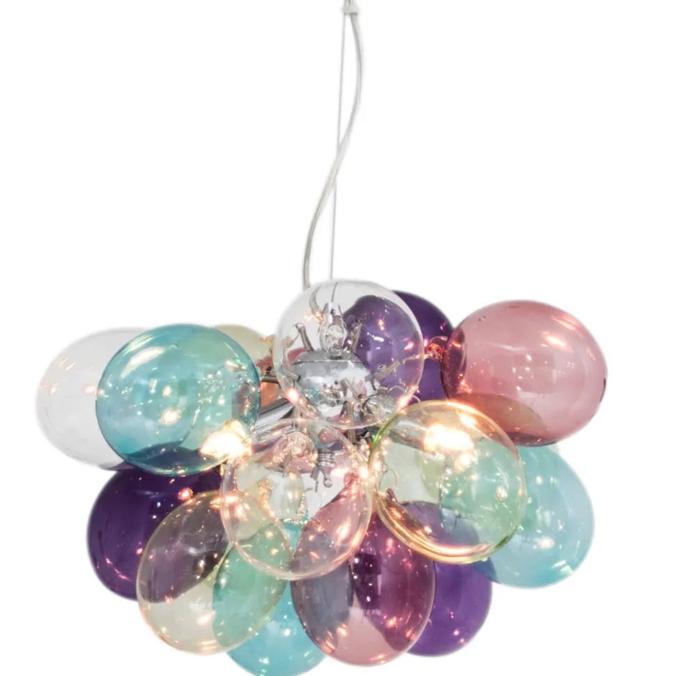 Hängelampe Glas Metall 30 cm breit H: max. 120 cm Bunt