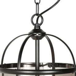 Hängelampe Glas Metall Schwarz Rauchgrau E14 elegant