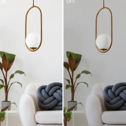 Hängelampe Glaskugel Metall in Messing Weiß G9 bis 5 W