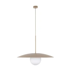 Hängelampe Glasschirm Metall rund Ø65 cm E27 Sandgrau