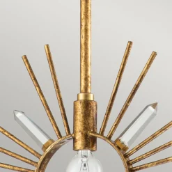 Hängelampe Gold B: 30,5 cm H: max. 127 cm Metall Kristall