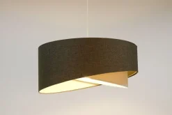 Hängelampe Grau Creme E27 rund Ø 40 cm Stoff Modern