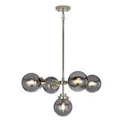 Hängelampe Grau Nickel Glas Metall Kugelschirm