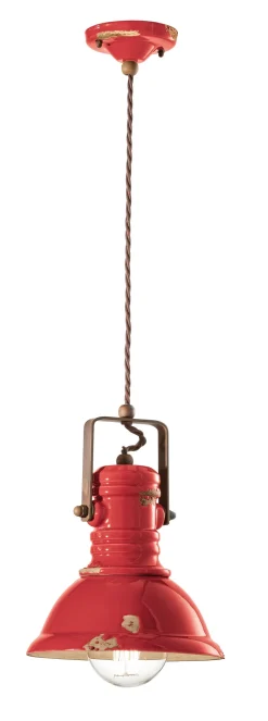Hängelampe Keramik E27 D: 23 cm H: max. 150 cm Rot