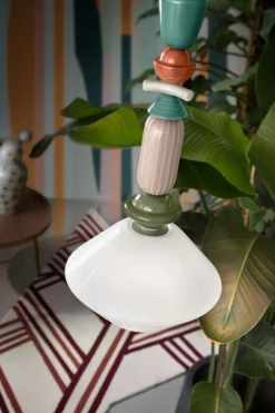 Hängelampe Keramik Glas Ecru Bunt E27 Retro SILVIA