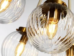 Hängelampe Kugel Schirm Glas Metall in Creme Messing