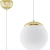 Hängelampe Kugelschirm Ø 20 cm Weiß Gold Glas Metall E27