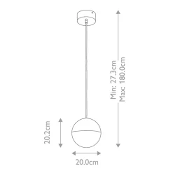 Hängelampe LED rund D: 20 cm Kugelschirm Schwarz