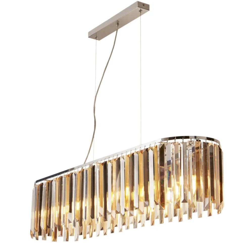 Hängelampe länglich B: 100 cm E14 Kristall Metall Jugendstil