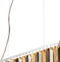 Hängelampe länglich B: 100 cm E14 Kristall Metall Jugendstil