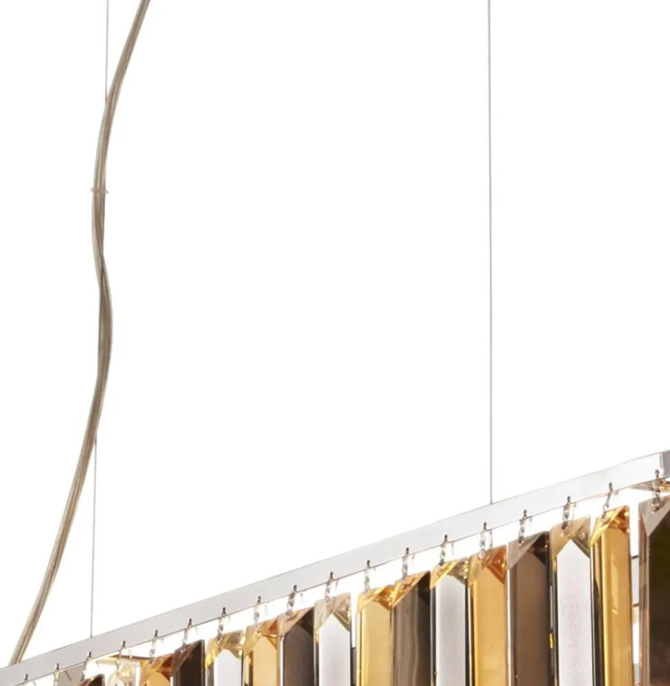 Hängelampe länglich B: 100 cm E14 Kristall Metall Jugendstil