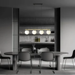 Hängelampe länglich Kugelschirm verstellbar 4x E14