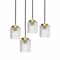 Hängelampe Messing Eisen Glas Ø 49 cm rund 4x E27 Esszimmer