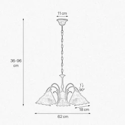 Hängelampe Messing Keramik in Weiß Bronze Antik 5x E27