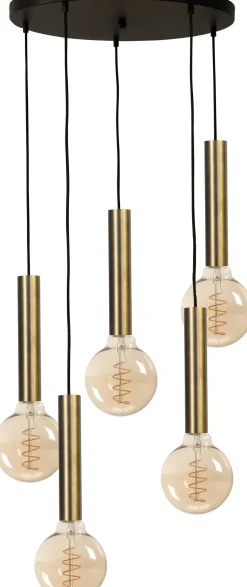 Hängelampe Messing Schwarz 5-flammig Metall verstellbar