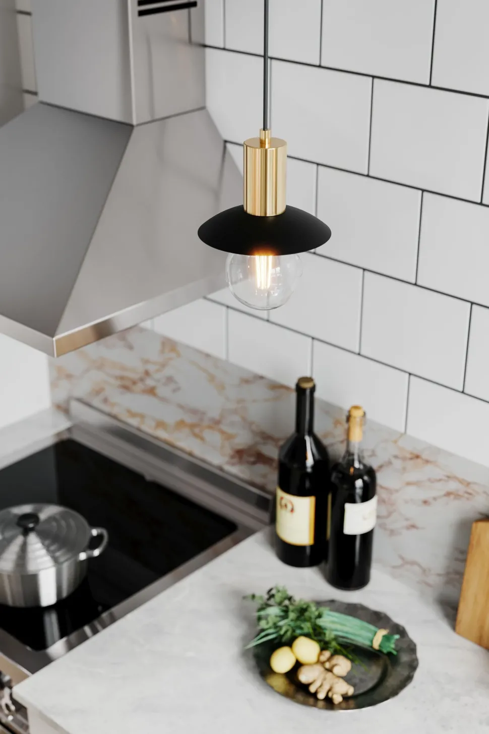 Hängelampe Metall 16 cm breit H: max. 350 cm für E27