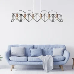 Hängelampe Metall 110 cm lang H: max. 145 cm Schwarz Kupfer