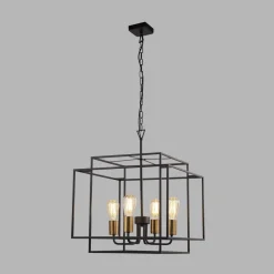 Hängelampe Metall B: 45 cm Schwarz matt Bronze E27