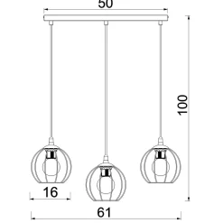 Hängelampe Metall Draht Schwarz E27 3-flammig L:61 cm