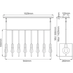 Hängelampe Metall E27 H: max. 142,9 cm länglich Modern