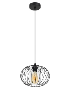 Hängelampe Metall E27 rund Ø25 cm Schwarz Retro Design