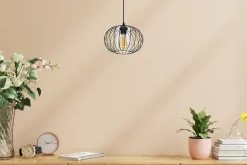 Hängelampe Metall E27 rund Ø25 cm Schwarz Retro Design