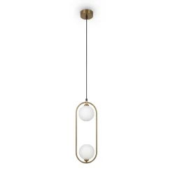 Hängelampe Metall Glas H: max. 204 cm in Messing Weiß