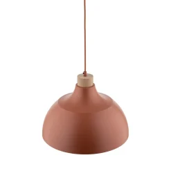 Hängelampe Metall Holz Ø 34 cm rund H: max. 170 cm Rot E27