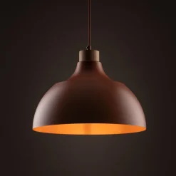 Hängelampe Metall Holz Ø 34 cm rund H: max. 170 cm Rot E27