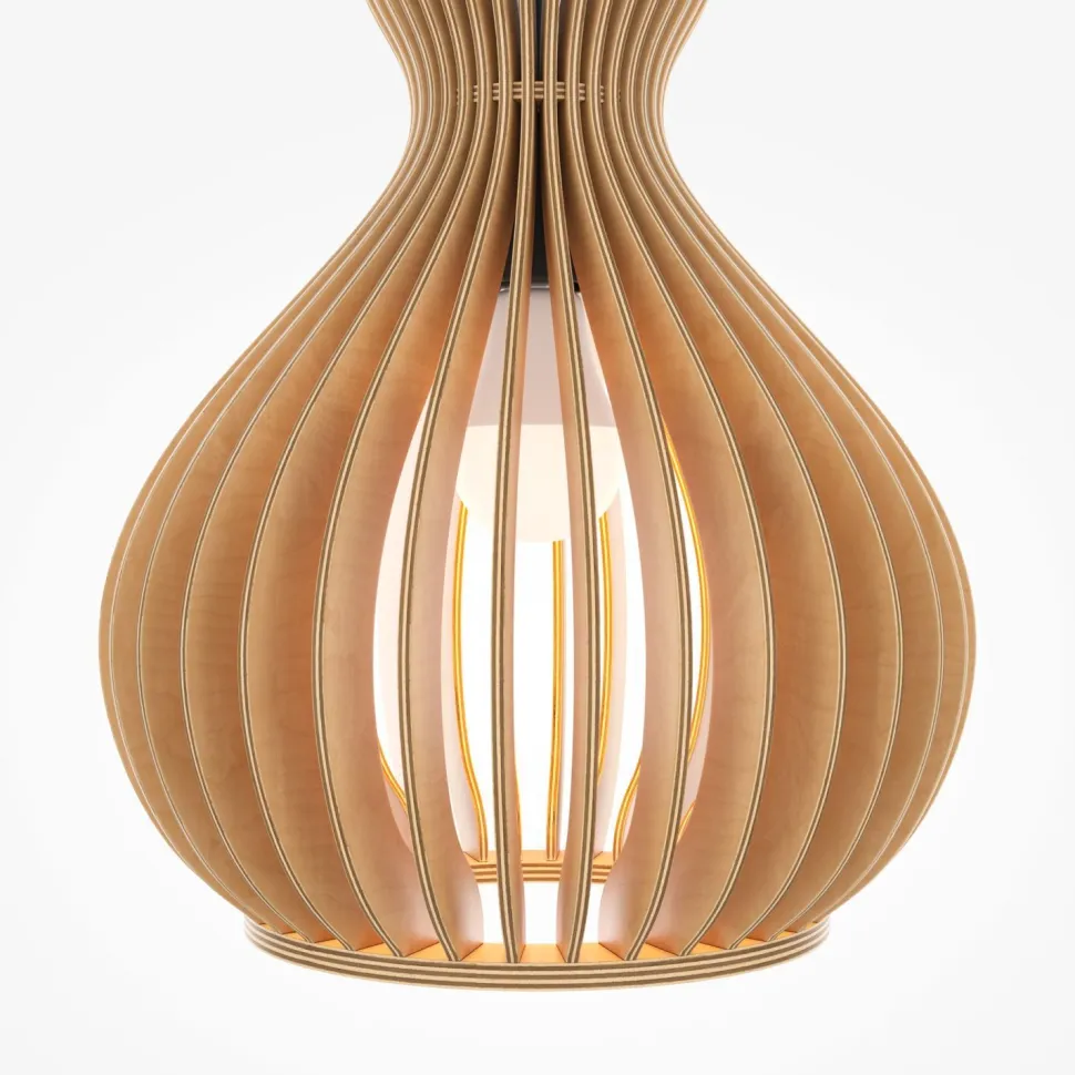 Hängelampe Metall Holz Ø 30 cm rund H: max. 342,5 cm