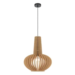 Hängelampe Metall Holz D: 35 cm rund H: max. 340,5 cm