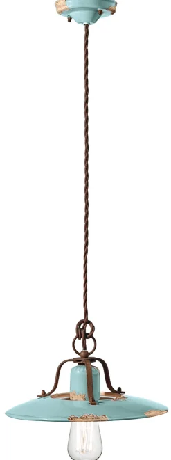 Hängelampe Metall Keramik E27 D: 30 cm rund NICOLA